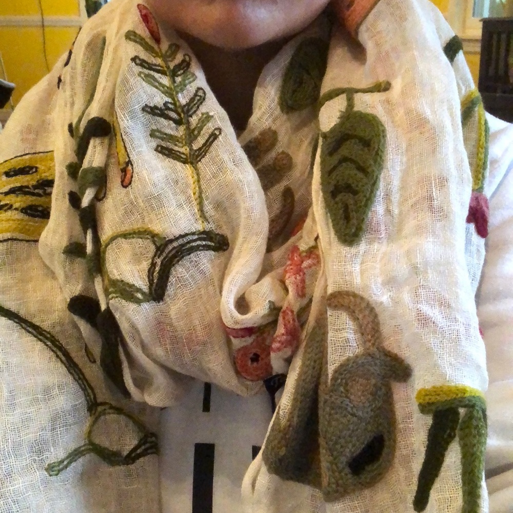 Anthropologie long embroidered scarf